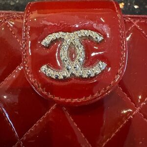 Chanel Glossy Red Quilted Clutch